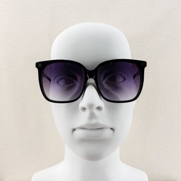 Gucci GG0022 Oversized Acetate Sunglasses Black Gray OS - Picture 10 of 16